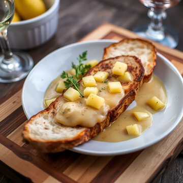 Schmalz als Brotaufstrich mit Messer und Aprikosen auf Holzbrett, Brotzeit, schmalztopf, Schmalz, Vesper, Abendbrot,