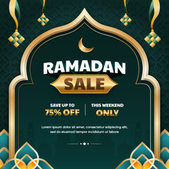 Ramadan sale banner background for special offer. Discount flyer. Islamic background