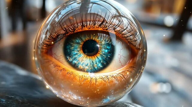 Crystal ball eye gazing into future