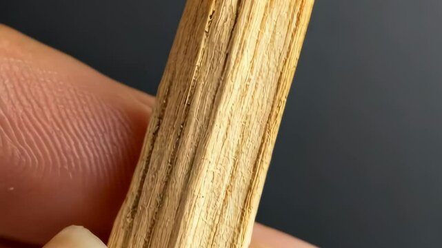 Igniting palo santo stick: sequence of lighting, burning, and smoking aromatic wood
