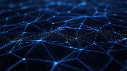 Abstract Blue Digital Network Connection on Dark Background