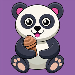 Obraz premium Kawaii Panda with Ice Cream Treat