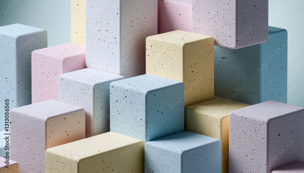 Poster A stack of colorful blocks with a white background