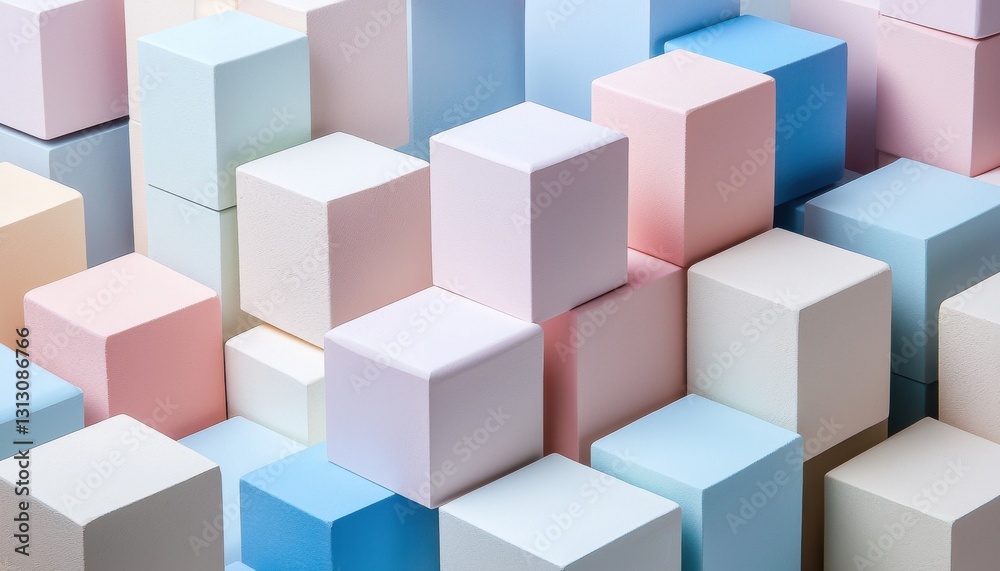 Poster A row of colorful blocks with a blue square in the middle