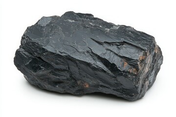 Obraz premium Black Mineral Specimen on White Background