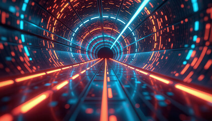 Fototapeta premium Dynamic Data Tunnel Visualization for Network Security Presentations and Digital Privacy Education