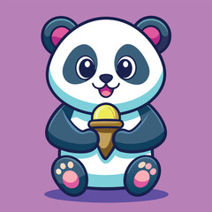 Cute Panda Holding Ice Cream Cone