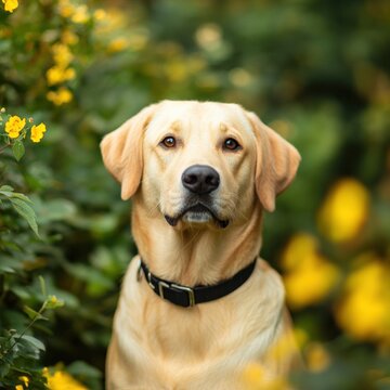 Yellow lab dog portrait