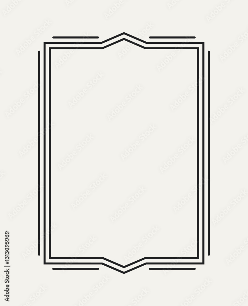 Wall mural simple outline frame. thin border with double stroke. design element for wedding invitation. geometr