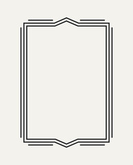Simple outline frame. Thin border with double stroke. Design element for wedding invitation. Geometric frame with corners and editable stroke. Linear vector illustration isolated on background