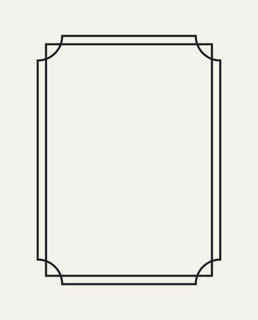 Simple outline frame. Abstract geometric frame with editable stroke. Thin border with double stroke. Design element for printing. Linear vector illustration isolated on background