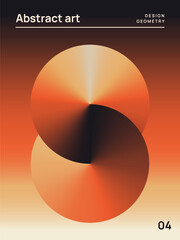 Abstract gradient poster. Minimalistic flyer or cover template with round intersecting geometric shapes and space for text. Design element for print. Cartoon 3D vector illustration in modern art style