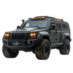 Bulletproof Security Car with Reinforced Glass isolated on white background.PNG