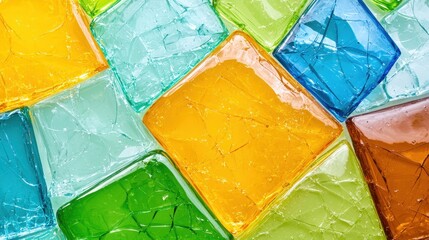 Obraz premium Colorful Geometric Shapes of Transparent Ice in Vibrant Hues