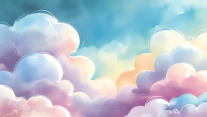Pastel Sky: Dreamlike Watercolor Cloudscape