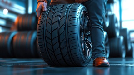 Mechanic's hand installing automotive engine component, realistic industrial close-up focusing on professional car service, perfect for engine maintenance ads or promotional banners, horizontal image