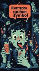 Obraz premium A cartoon illustration warning against smartphone over usage habits