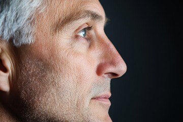 Obraz premium Profile of mature man looking up