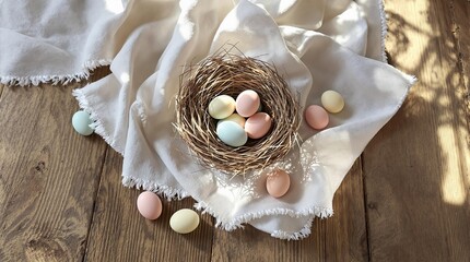 Easter Still Life with Pastel Eggs