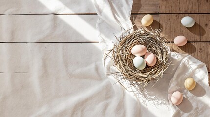 Easter Still Life with Pastel Eggs