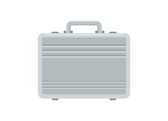 Metal briefcase. Simple flat illustration.