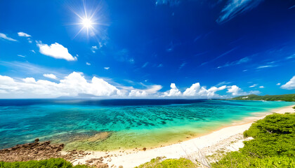 Obraz premium Stunning Tropical Beach with Emerald Green Sea