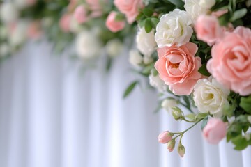 Obraz premium Pink and white roses backdrop