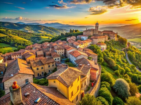 Panoramic Tolfa Italy: Breathtaking Castle View of Charming Hilltop Town