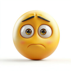 Fototapeta premium Sad Emoji Expression: Yellow Emoticon with Disappointed Face and Eyes - 3D Digital Cartoon Illustration
