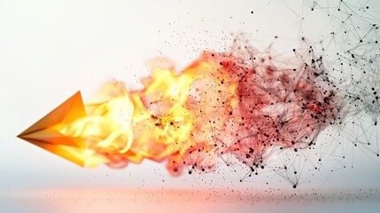 Fototapeta premium Detailed Close-up of a Rocket Abstract in Flames and Particles