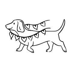 cute dachshund outline: playful dog vector