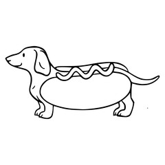 cute dachshund outline: playful dog vector