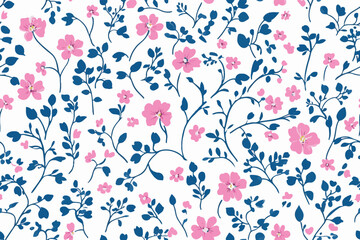 Simple cute pattern in small-scale flowers. Millefleurs. Liberty style. Floral seamless background for textile or book covers, manufacturing, wallpapers, print, gift wrap and scrapbooking.