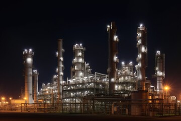 Fototapeta premium Illuminated Industrial Plant at Night