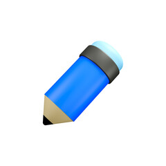 3d rendering icon illustration blue pencil with angle 5