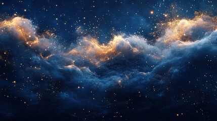 Fototapeta premium Celestial wonder illuminated cosmic clouds night sky digital art dreamy atmosphere wide-angle view