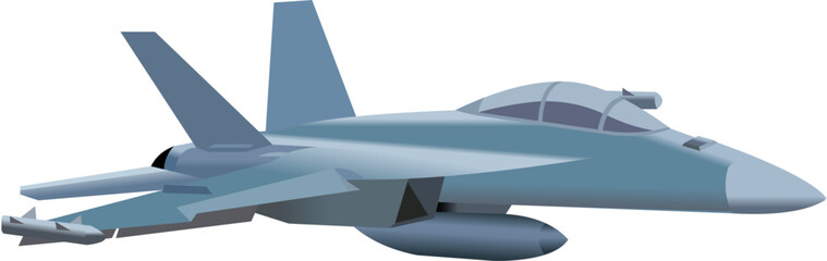 vector image, blue fighter jet