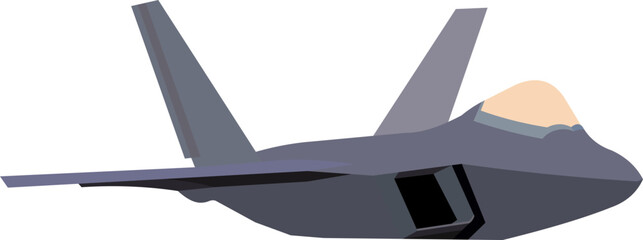 vector image, black fighter jet from the side