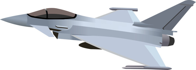 vector drawing,  jet in maneuver side view	