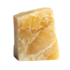 A Polished Piece of Light Yellow Calcite Isolated on Transparent Background