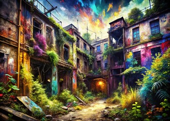 Fototapeta premium Abstract Urban Decay: Paint Stroke Texture Digital Art Stock Photo