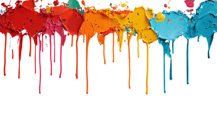 Fototapeta premium Colorful paint dripping with transparent background
