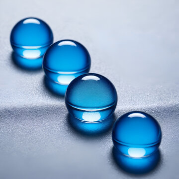 3 blaue Tropfen aus der Seifenblase