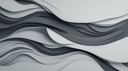 Abstract Gray Waveforms: A 3D Rendered Digital Art Piece AI Generated