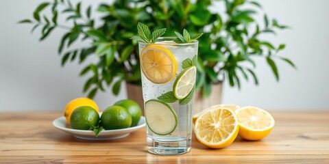 Fototapeta premium Refreshing Hydration Drink with Citrus and Mint