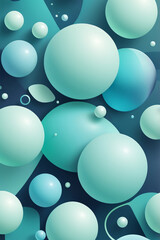 A futuristic, modern 3D illustration features glossy blue and green spheres and cylinders on a vibrant, abstract gradient background, blending digital minimalism with geometric elegance.