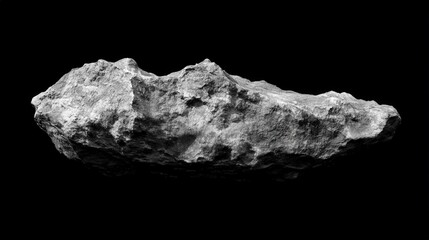 Celestial Stone Fragment: A close-up, high-contrast monochrome photograph of a rough-hewn stone fragment against a stark background.