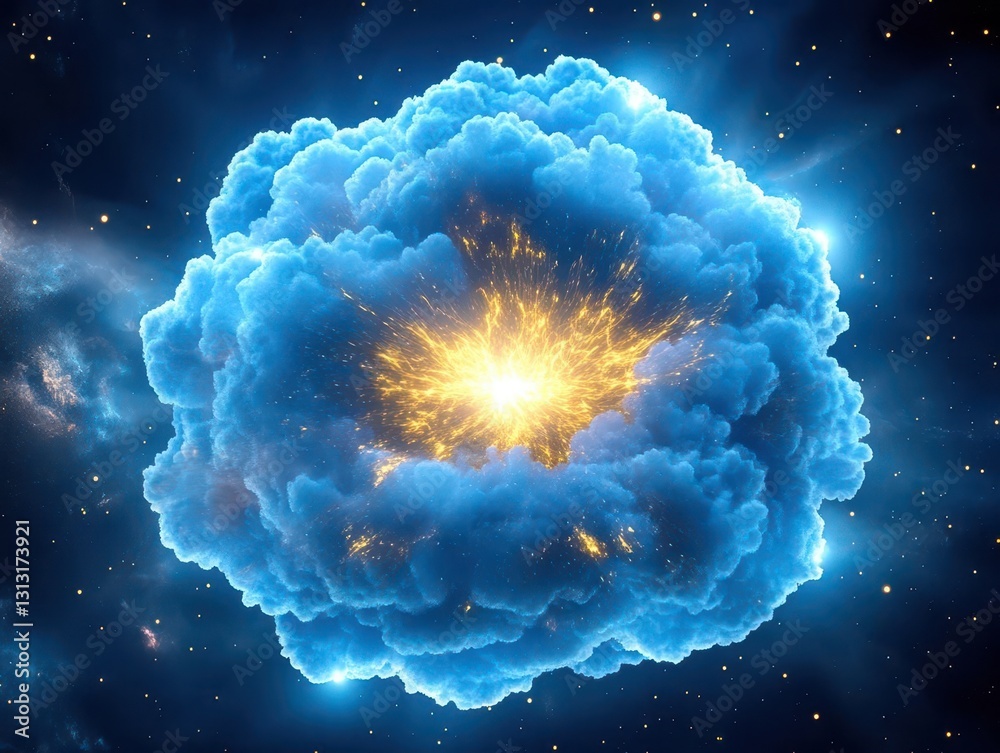 Aufkleber dramatic blue explosion cloud burst with vibrant colors and dynamic movement captured in a stunning 