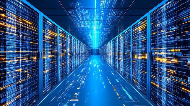 Data Center Server Room Infinite Digital Corridor