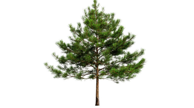 Isolated maritime pine tree on transparent background gently swaying in the breeze